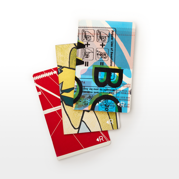 The Sketch Notebook by Resketch is a saddle-stiched notebook made from reclaimed, rescued, and upcycled concert posters by Chicago-based artist The Bird Machine, and others. The Sketch is eco-friendly and environmentally sustainable.