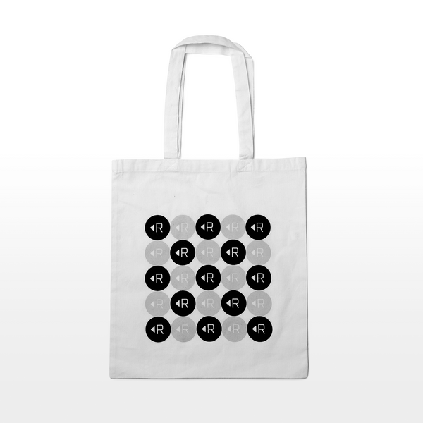 100% recycled Canvas Tote with Resketch branding and Logos. Black white and Grey in color